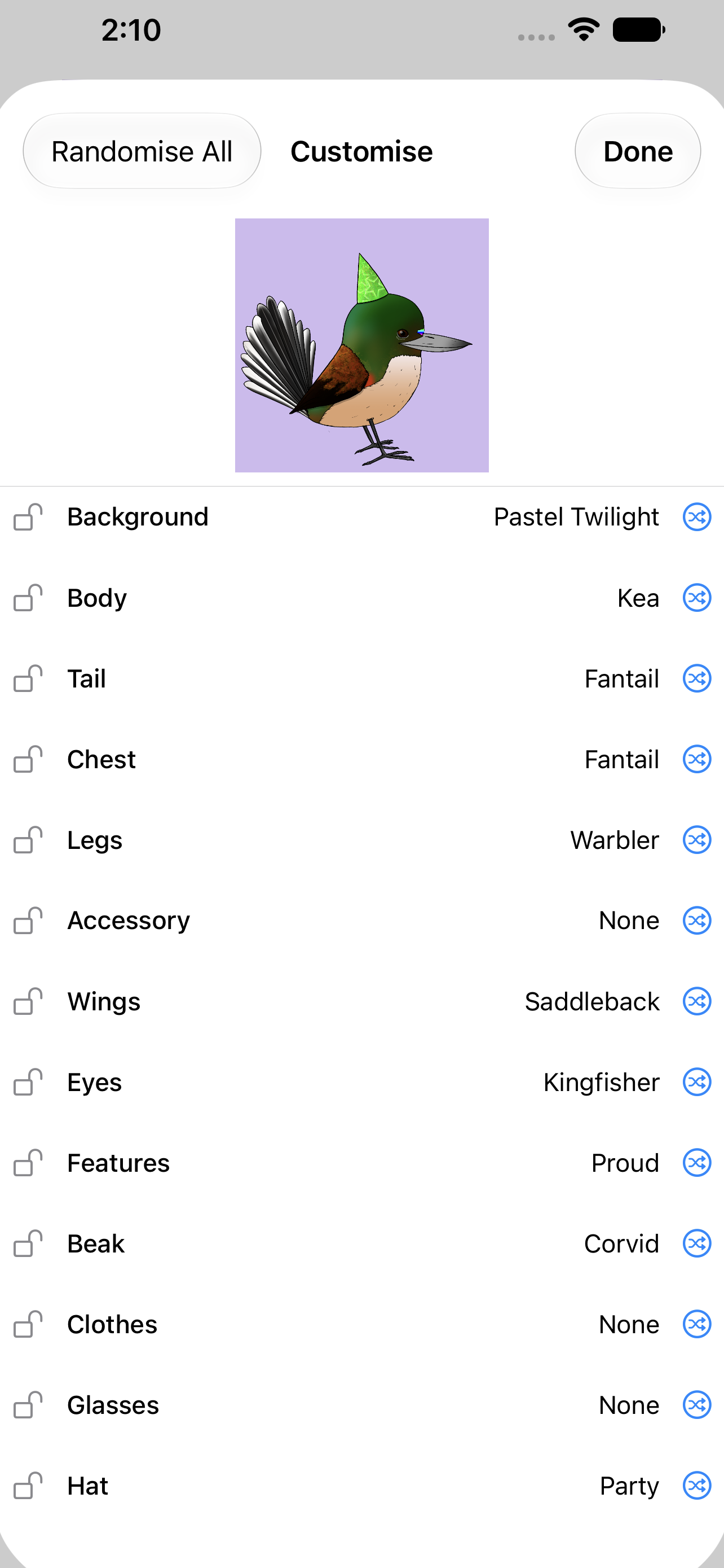 Customise all attributes
